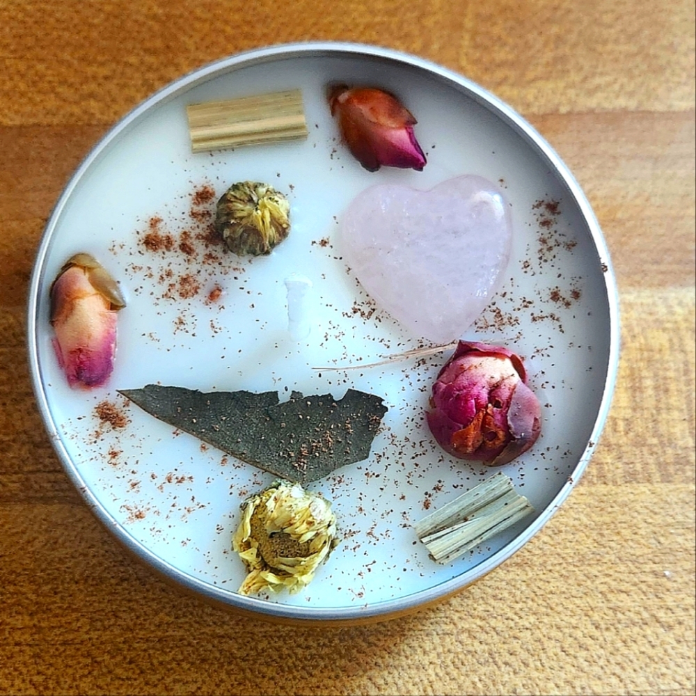 Peach cherry tin candle